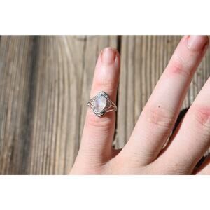 Engagement ring Moonstone sterling silver ring American made